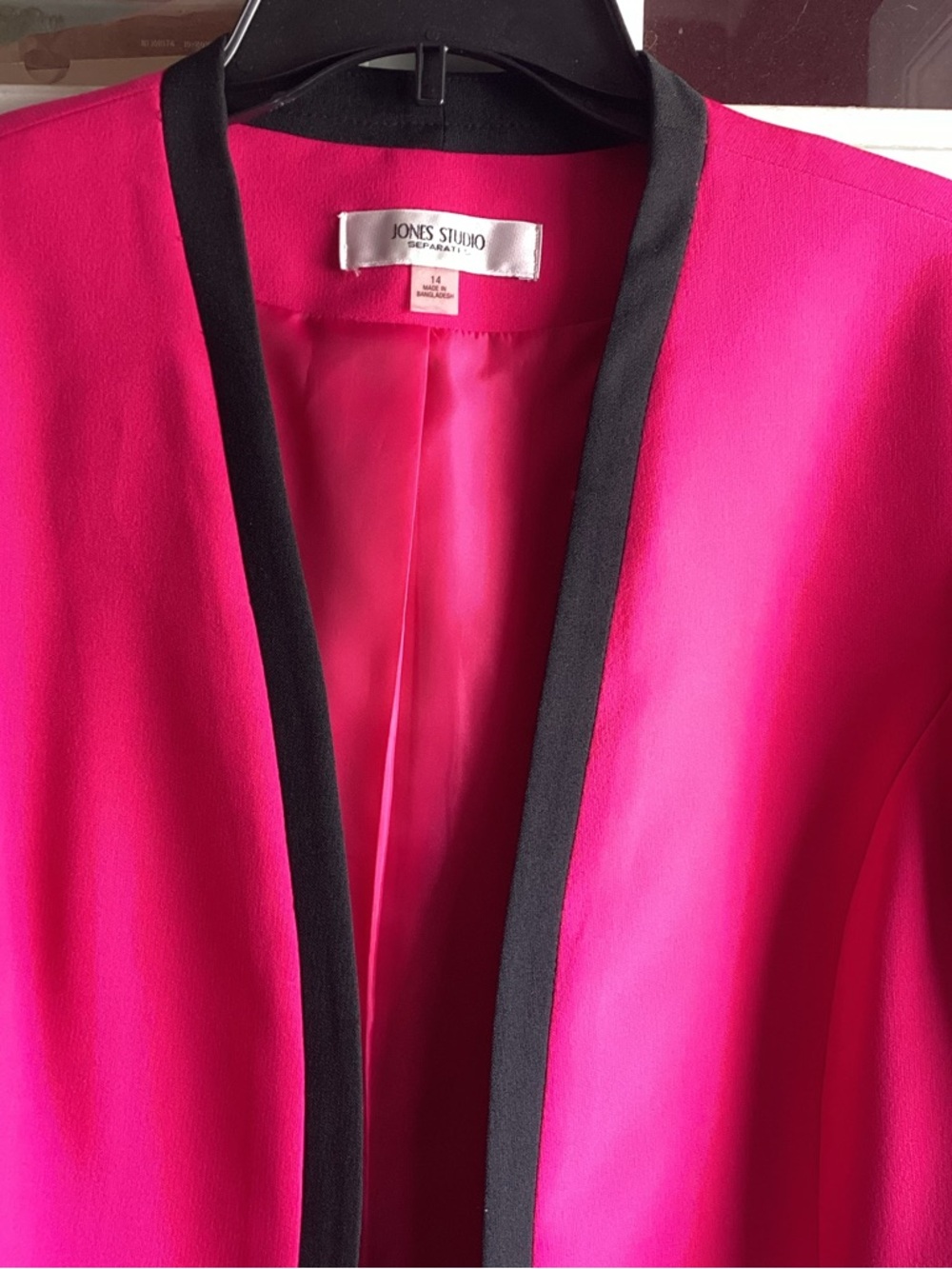 Jones Studio Hot Pink Blazer with Black Trim - Picture 3 of 7